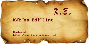 Kósa Bálint névjegykártya